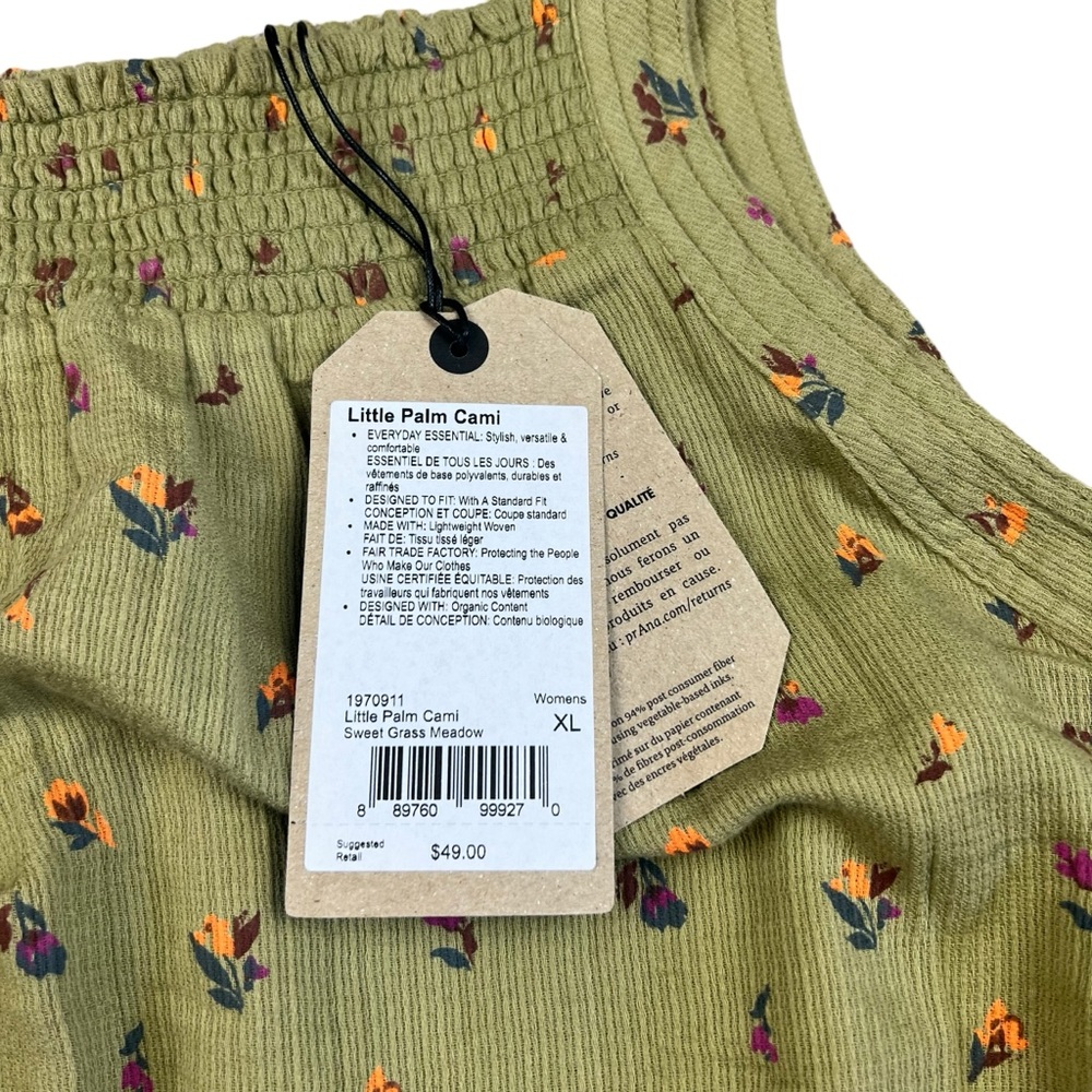 Prana little palm cami NEW sweet grass meadow women’s SZ L - Picture 5 of 7